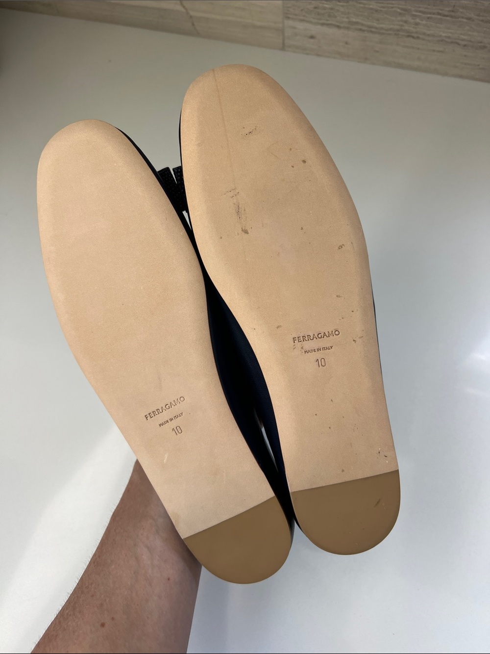 Salvatore Ferragamo creations Vara bow navy blue leather flats 10 - Picture 8 of 12